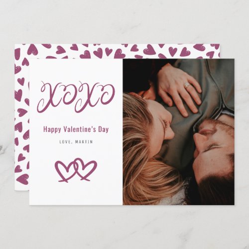 Pink Hearts XOXO Photo Valentines Day Card