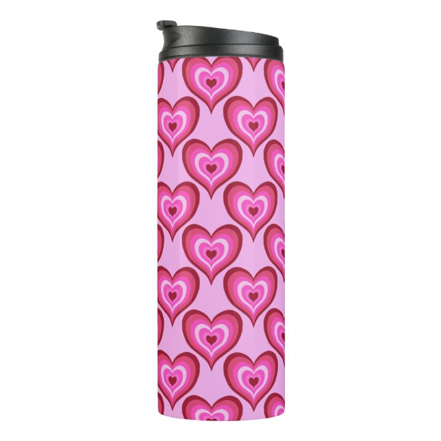 Pink Hearts y2k Pattern Valentines Day Thermal Tumbler (Rotated Right)