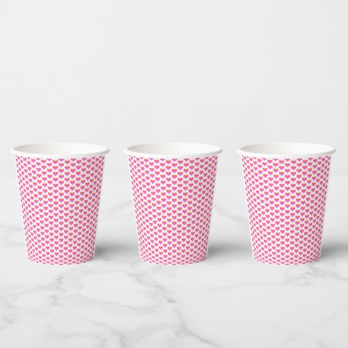 Pink Heat Patterns Valentines Day Party 2024 Cute Paper Cups