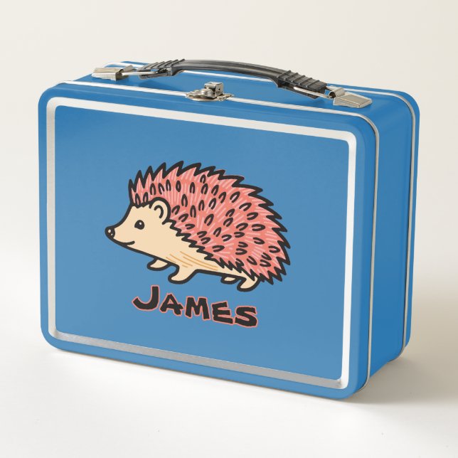 Pink Hedgehog Metal Lunch Box (Front)