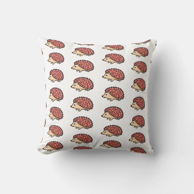 Pink Hedgehog Throw Pillow (Front)
