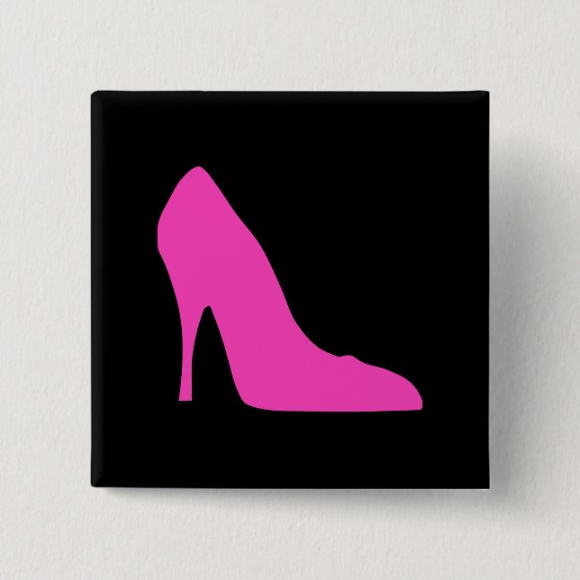 Pink Heel on Black Pinback Button (Front)