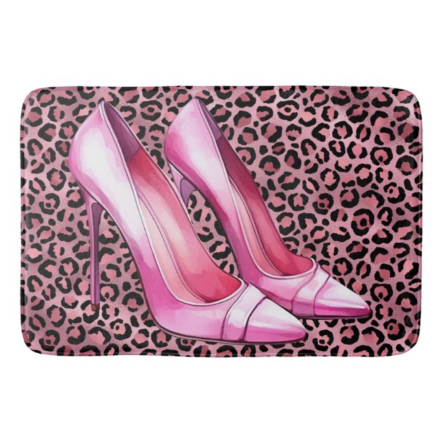 Pink Heels Shoes Bath Mat (Front)