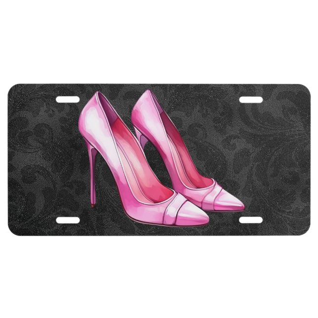 Pink Heels Shoes License Plate (Front)