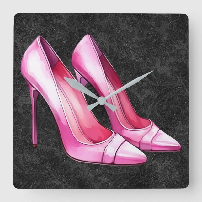 Pink Heels Shoes Wall Clock (Front)