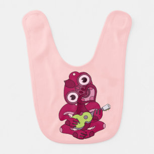 Pink Hei Tiki playing ukelele Baby Bib