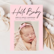 Pink Hello Baby 2 Photo Birth Announcement