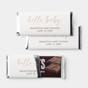 Pink Hello Baby Shower Hershey Bar Favors