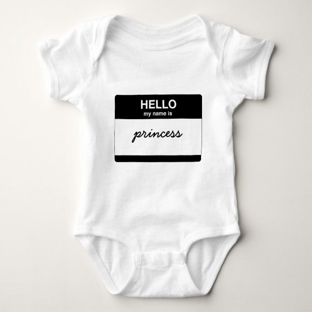 Pink - Hello, my name is (your text) Baby Bodysuit (Front)