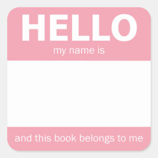 Pink "Hello" Name Badge Bookplate