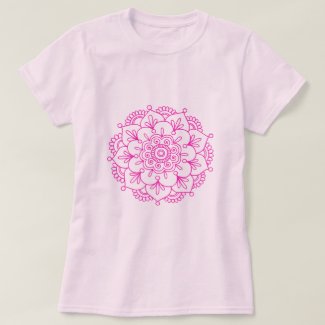 Pink Henna Lotus Flower Mandala T-Shirt