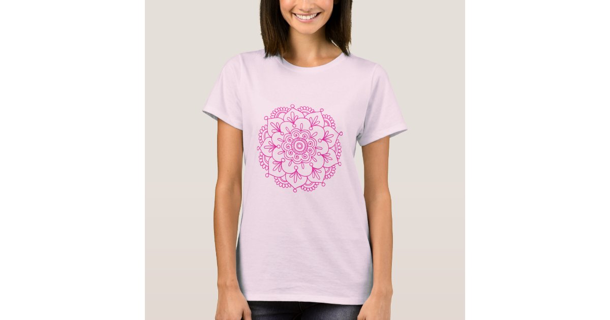 Pink Henna Lotus Flower Mandala T-Shirt | Zazzle