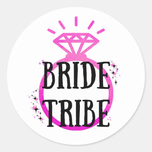 Pink Hens Party Bachelorette Ring Bride Tribe Classic Round Sticker