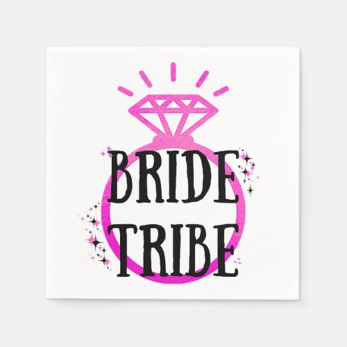 Pink Hens Party Bachelorette Ring Bride Tribe Napkins