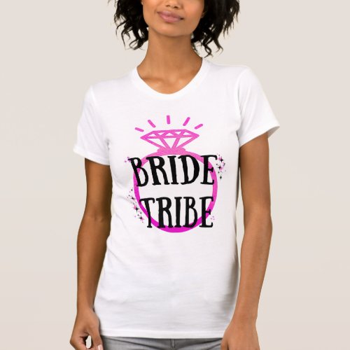 Pink Hens Party Bachelorette Ring Bride Tribe T_Shirt