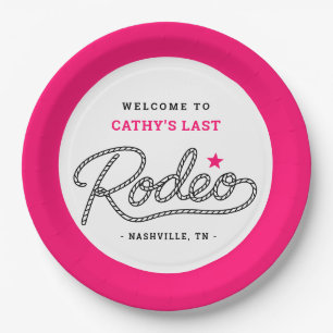 Pink Her Last Rodeo Bachelorette Party Paper Plates