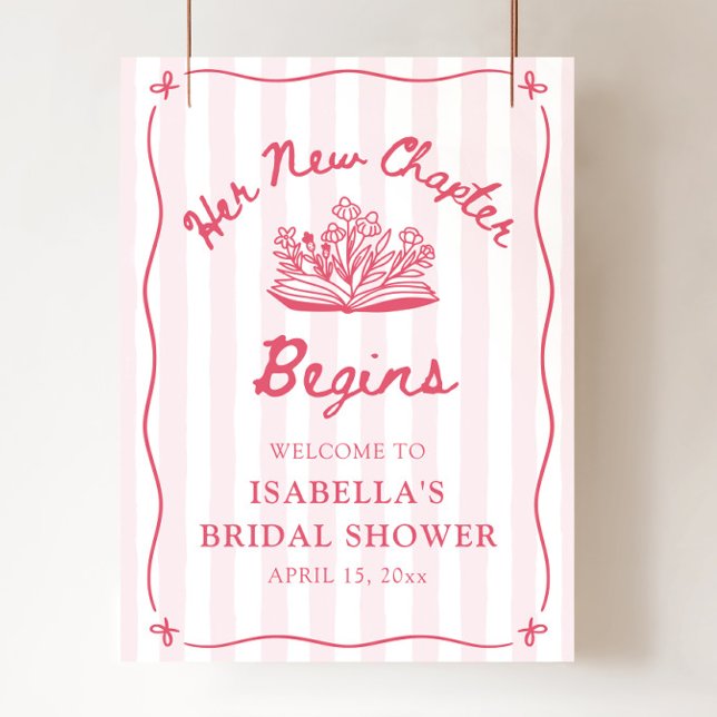 Pink Her New Chapter Bridal Shower Welcome Sign (Pink Her New Chapter Bridal Shower Welcome Sign)