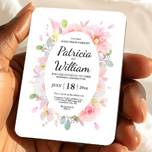 Pink Herbs Blossom Flowers Save The Date Wedding  Magnet