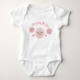 Pink Here Comes The Sun Girl Baby Baby Bodysuit