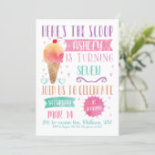 Pink Heres The Scoop Ice-Cream Birthday Invitation (Standing Front)