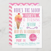 Pink Heres The Scoop Ice-Cream Birthday Invitation (Front/Back)