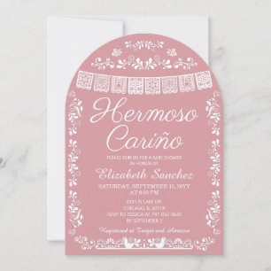 Pink Hermoso Cariño Baby Shower Arch Invitation