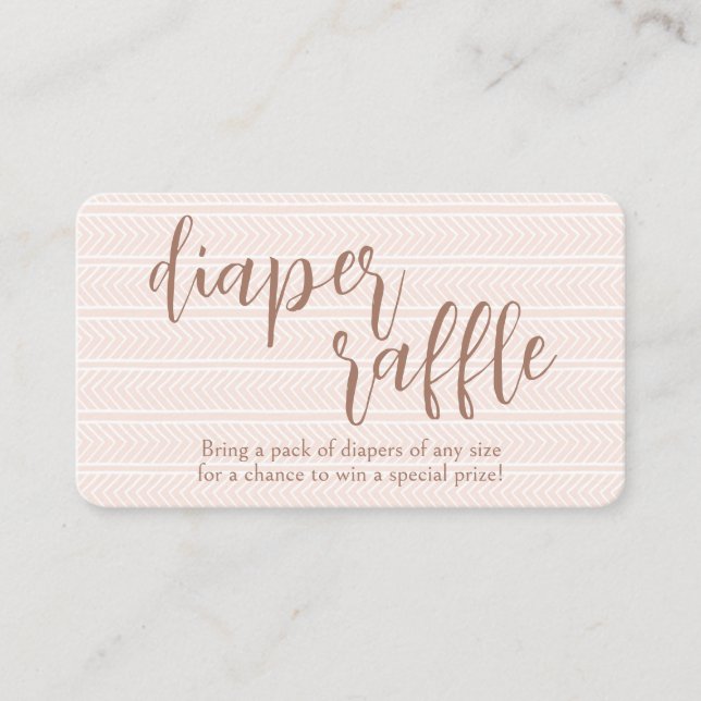 Pink Herringbone Diaper Raffle Enclosure Card (Front)
