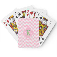 Pink Herringbone Green Monogram