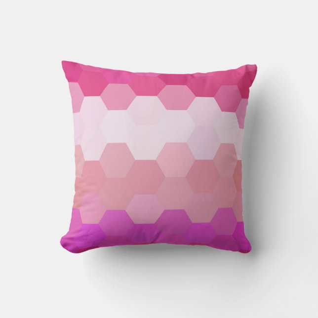 Pink Hexagon Chevron Pattern Throw Pillow (Front)