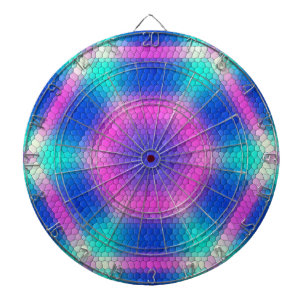 Pink Hexagon Mosaic on Blue Gradient Dart Board