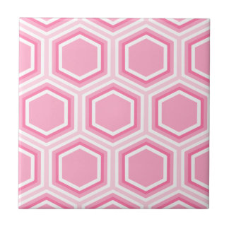 Pink Hexagon Pattern Ceramic Tile