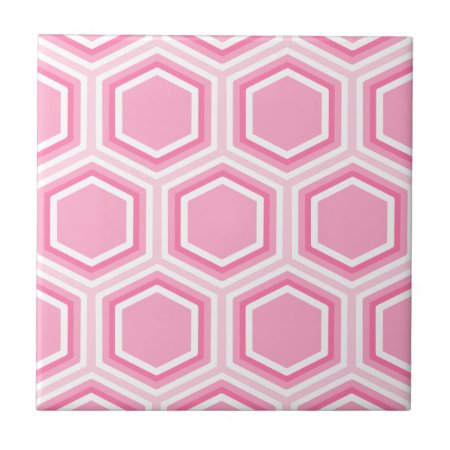 Pink Hexagon Pattern Ceramic Tile