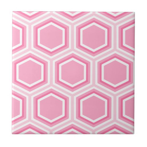 Pink Hexagon Pattern Ceramic Tile