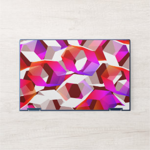 Pink hexagons and more colors, dark red background HP laptop skin