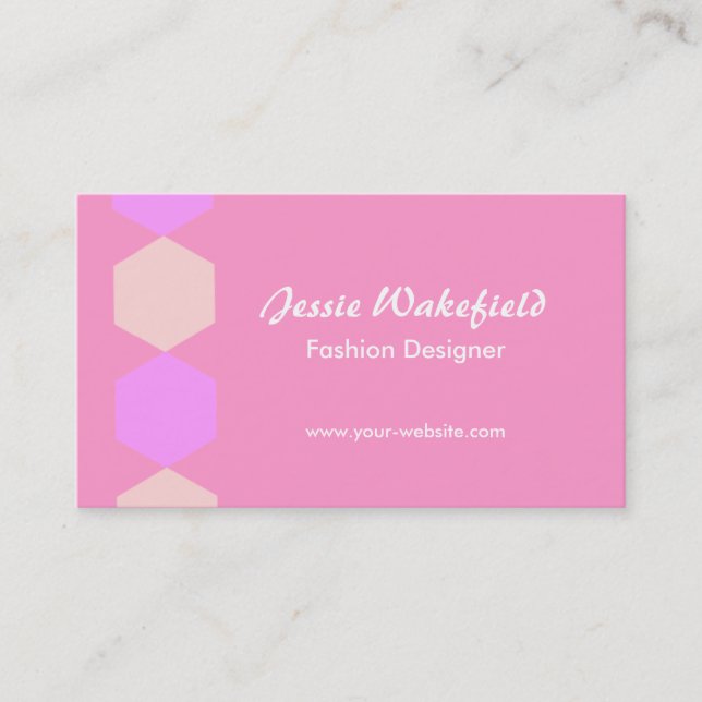 Pink Hexagons Business Card (Front)