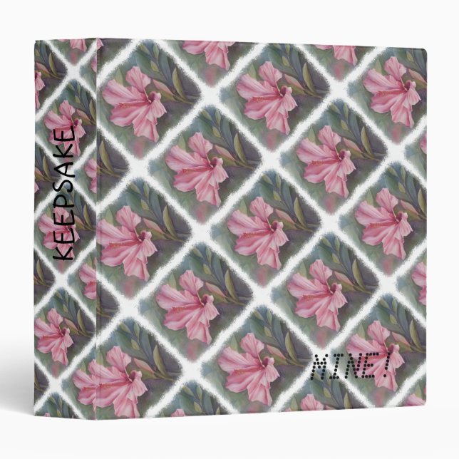 PINK HIBISCUS 3 RING BINDER (Front/Spine)