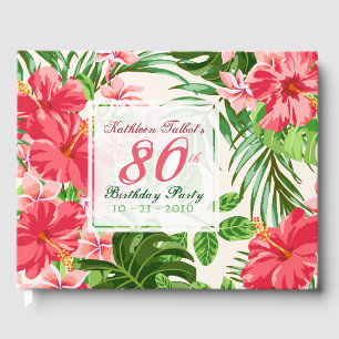 Pink Hibiscus 80th Birthday Party Guest Book