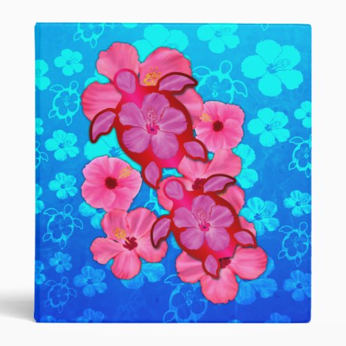 Pink Hibiscus And Honu Turtles Binder