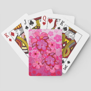 Pink Hibiscus And Honu Turtles Poker Cards