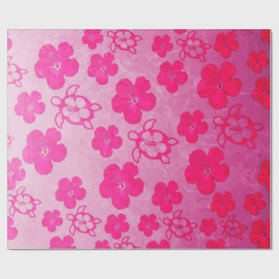 Pink Hibiscus And Honu Turtles Wrapping Paper