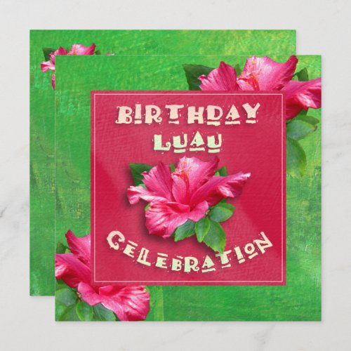 Pink Hibiscus Birthday Luau Party Invitations