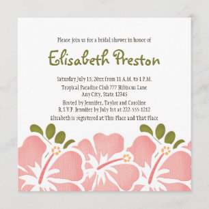 Pink Hibiscus Bridal Shower Invitations