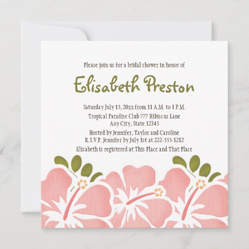 Pink Hibiscus Bridal Shower Invitations