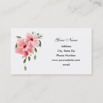 Pink Hibiscus Business Card by AJsGraphics at Zazzle