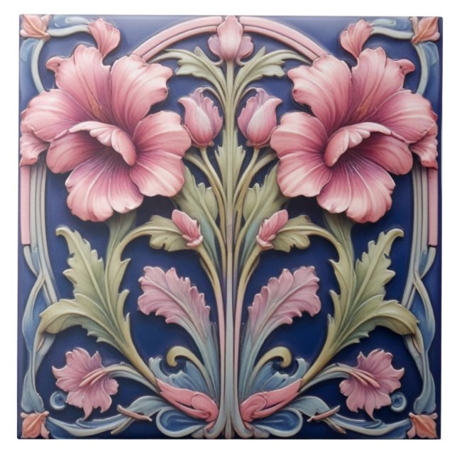 Pink Hibiscus Ceramic Tile (Front)