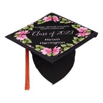 Pink hibiscus | Custom name and Class Year Graduation Cap Topper | Zazzle