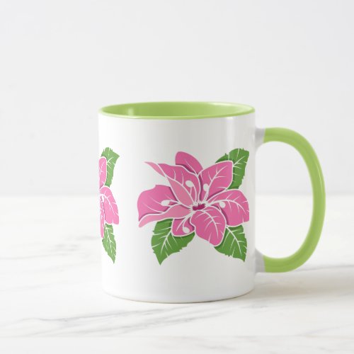 Pink Hibiscus Custom White Background Mug