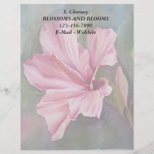 PINK HIBISCUS CUSTOMIZABLE LETTERHEAD