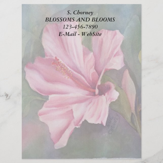 PINK HIBISCUS CUSTOMIZABLE LETTERHEAD (Front)