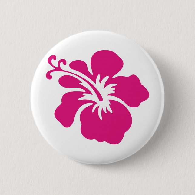 Pink Hibiscus Design Pinback Button (Front)